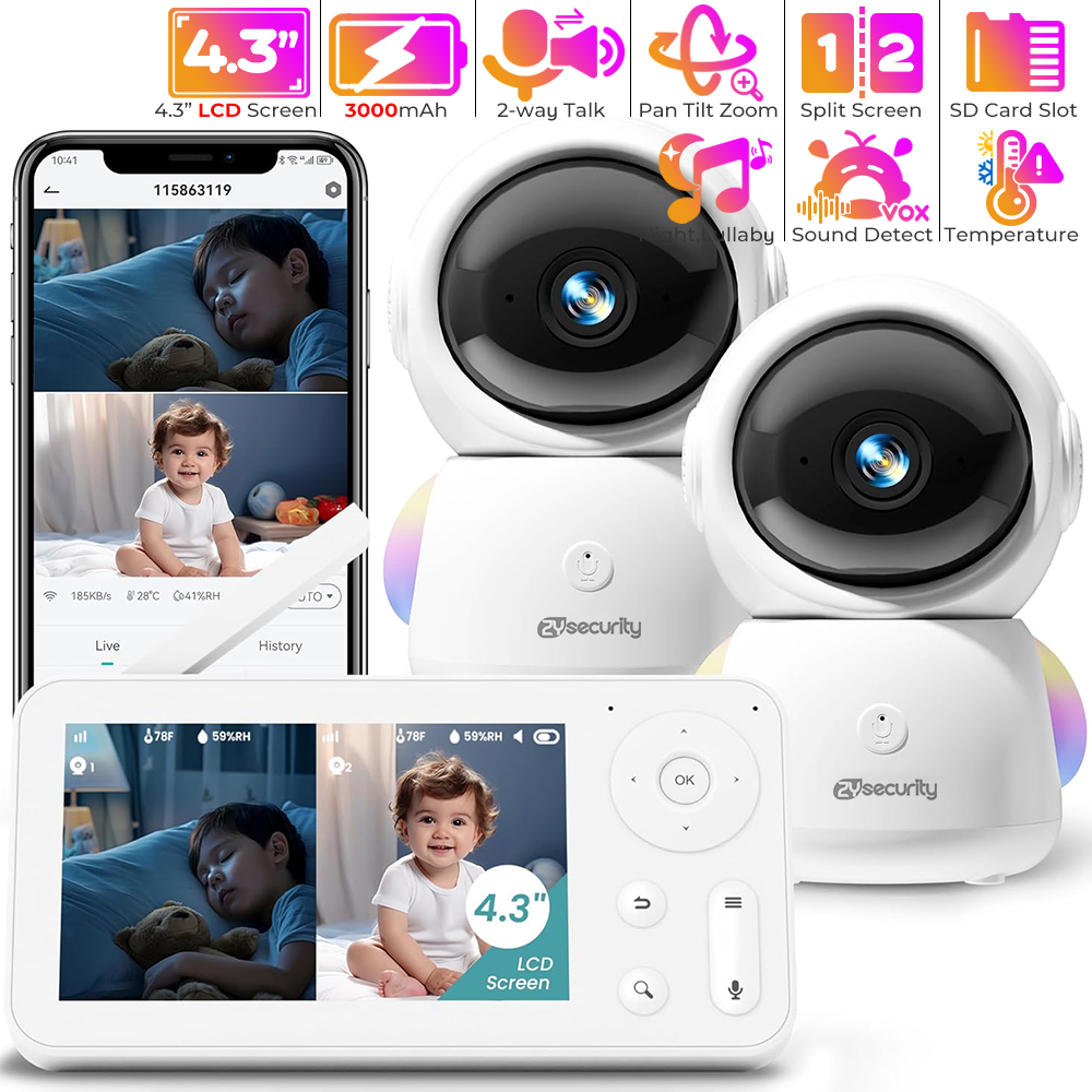 2K Baby Monitor with 2 Cameras - Audio Music Visualizer ulasan dan harga